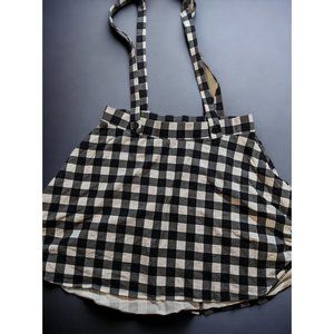 Black and Cream Gingham Suspender Skirt